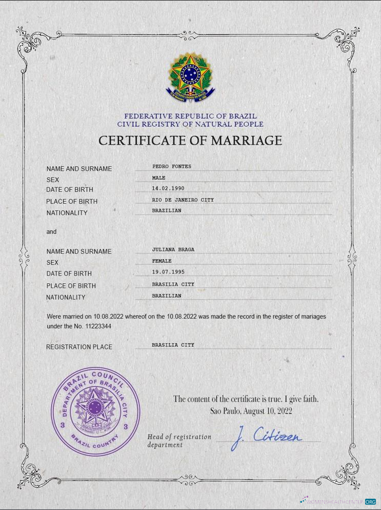 Download Brazil marriage certificate PSD template Photoshop template